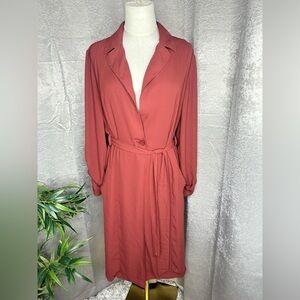 Torrid Belted Sheer Coat Roll-Tab Sleeve in Copper Sz 0/L